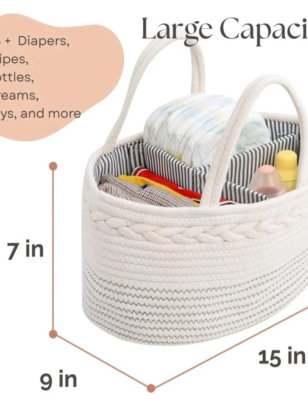 Large Off White Changing Table Organizer